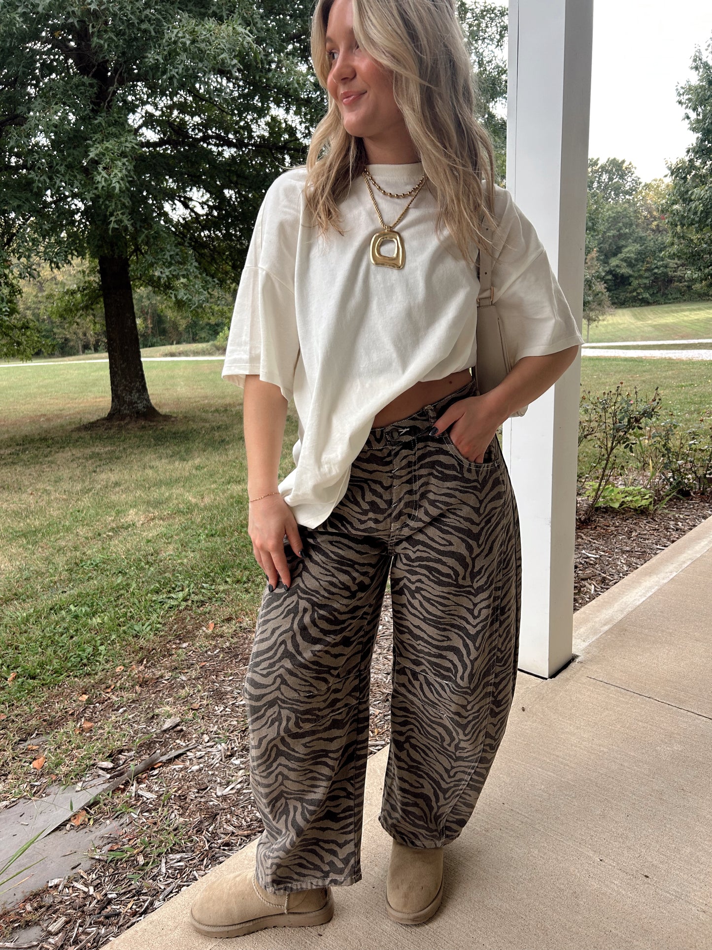 Two Tone Barrel Jeans