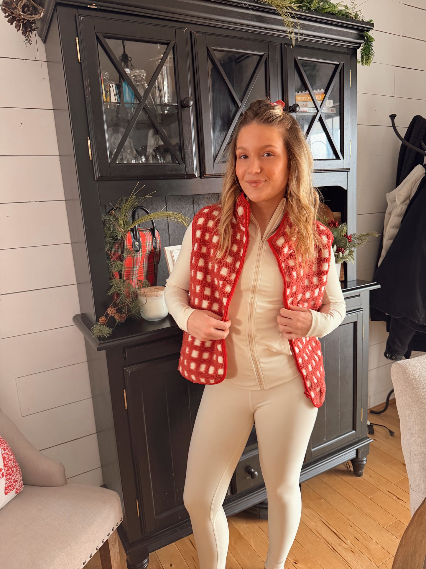 Checkered Sherpa Vest