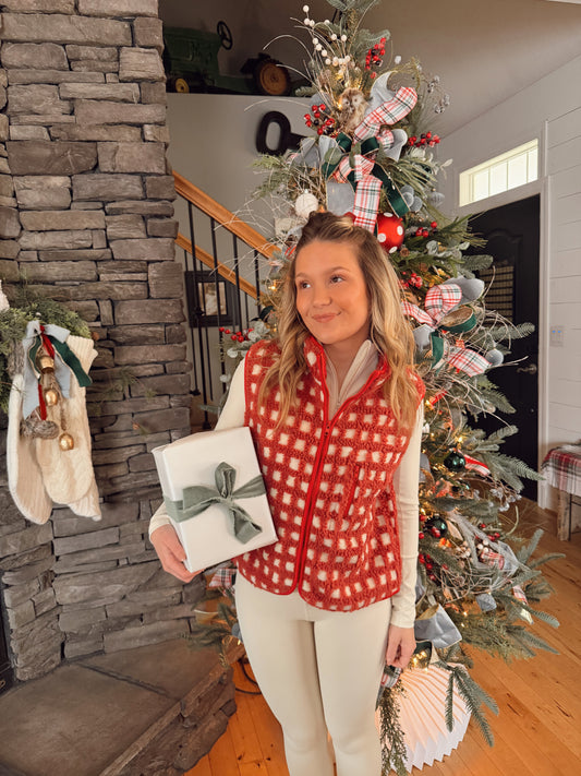 Checkered Sherpa Vest