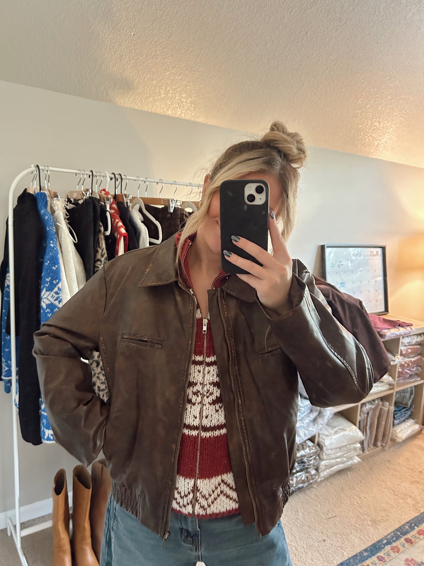 It Girl Leather Jacket in Brown