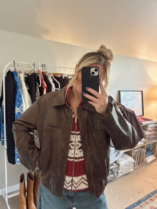 It Girl Leather Jacket in Brown