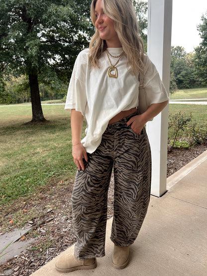 Two Tone Barrel Jeans