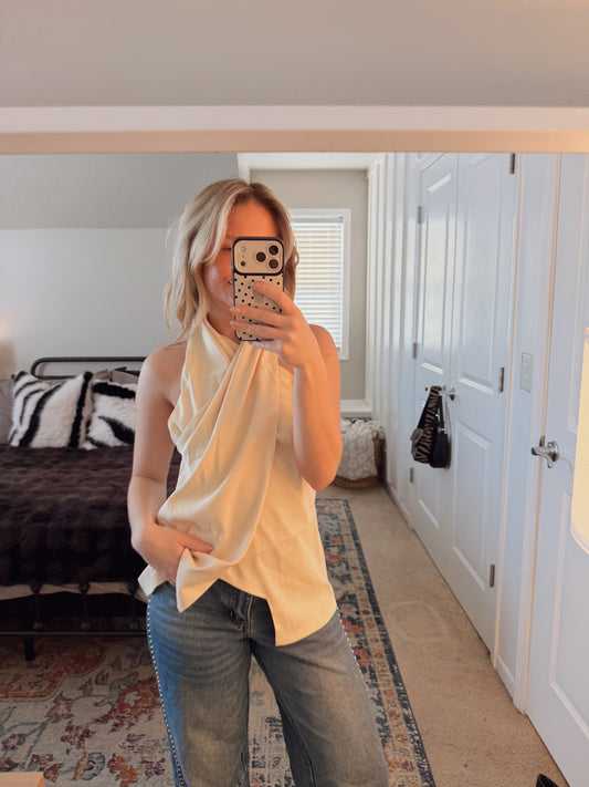 Twisted Halter Top - Cream