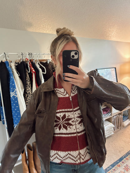 It Girl Leather Jacket in Brown