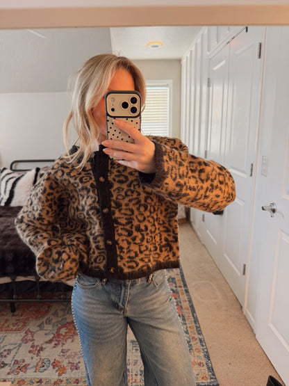 Leopard Brushed Cardi