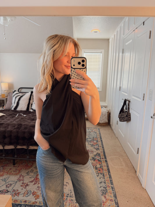Twisted Halter Top - Black