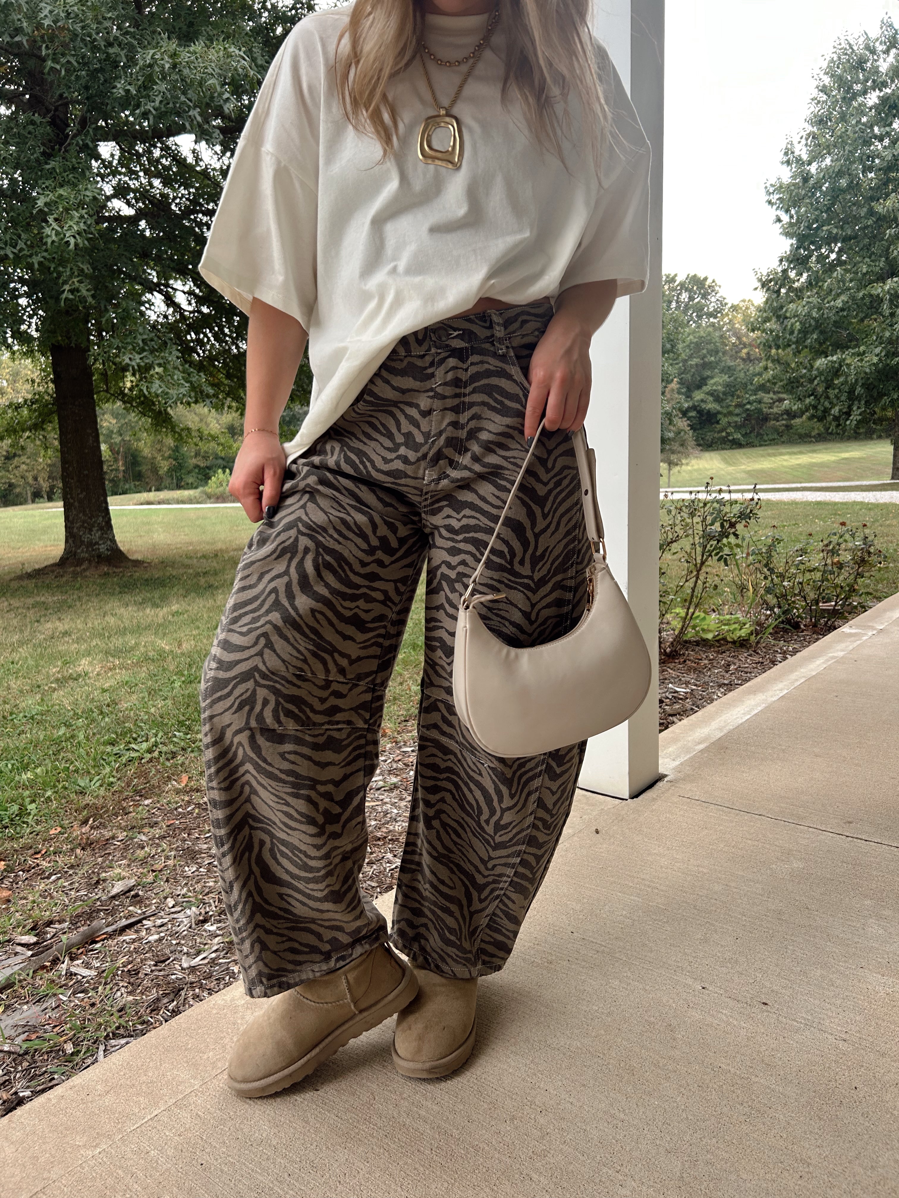 Two Tone Barrel Jeans