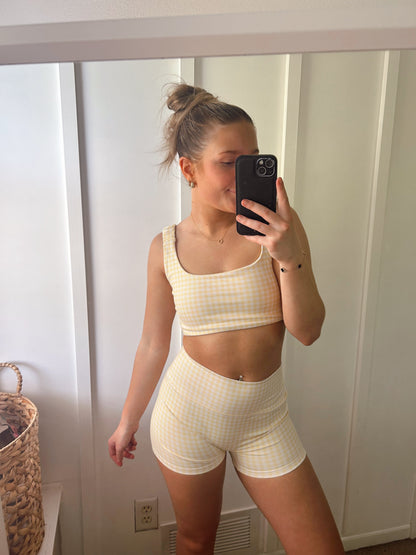 Spring Into Motion Biker Shorts - Lemon