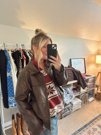 It Girl Leather Jacket in Brown